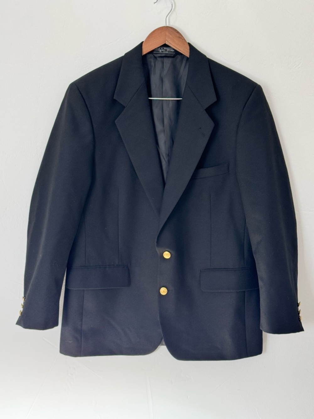 Vintage Bert Pulitzer Blazer Sport Coat Wool Blend Gold Buttons Black Men's 42R